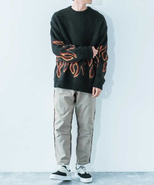 Ressaca（レサーカ）の「5G モヘアタッチ オーバーサイズ クルーネックニット（ニット/セーター・メンズ・ネイビー/アイボリー/ブラック×レッド/ブラック×ブルー/ワイン・M/L）」の7枚目の写真