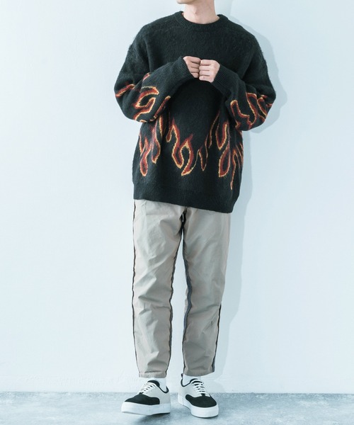 Ressaca（レサーカ）の「5G モヘアタッチ オーバーサイズ クルーネックニット（ニット/セーター・メンズ・ネイビー/アイボリー/ブラック×レッド/ブラック×ブルー/ワイン・M/L）」の8枚目の写真