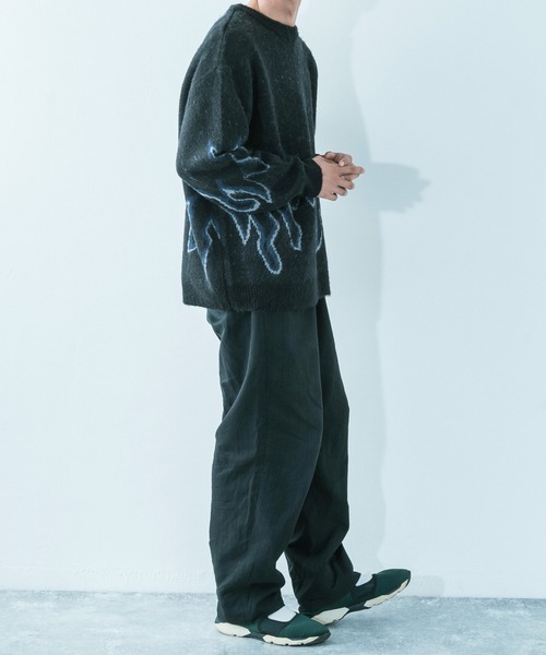 Ressaca（レサーカ）の「5G モヘアタッチ オーバーサイズ クルーネックニット（ニット/セーター・メンズ・ネイビー/アイボリー/ブラック×レッド/ブラック×ブルー/ワイン・M/L）」の16枚目の写真