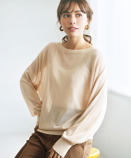 GeeRA(ジーラ)の「シアーニットプルオーバー(ニット/セーター・レディース・ブラック/ライトベージュ/グリーン・XX-LARGE/MEDIUM/LARGE/X-LARGE/SMALL)」の3枚目の写真