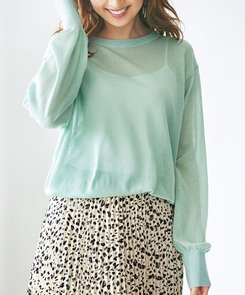 GeeRA(ジーラ)の「シアーニットプルオーバー(ニット/セーター・レディース・ブラック/ライトベージュ/グリーン・XX-LARGE/MEDIUM/LARGE/X-LARGE/SMALL)」の1枚目の写真