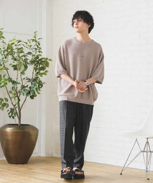 Alpinus(アルピナス)の「鹿の子編み ルーズサマーニットTシャツ(Tシャツ/カットソー・メンズ・グレイッシュベージュ/ブラウン/ネイビー/ブルー/グリーン/ブラック・SMALL/MEDIUM)」の17枚目の写真