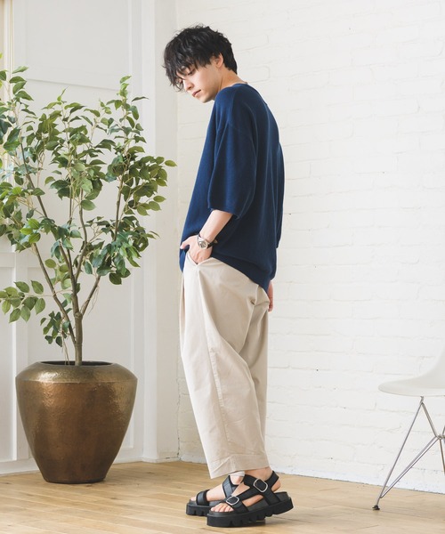 Alpinus(アルピナス)の「鹿の子編み ルーズサマーニットTシャツ(Tシャツ/カットソー・メンズ・グレイッシュベージュ/ブラウン/ネイビー/ブルー/グリーン/ブラック・SMALL/MEDIUM)」の21枚目の写真