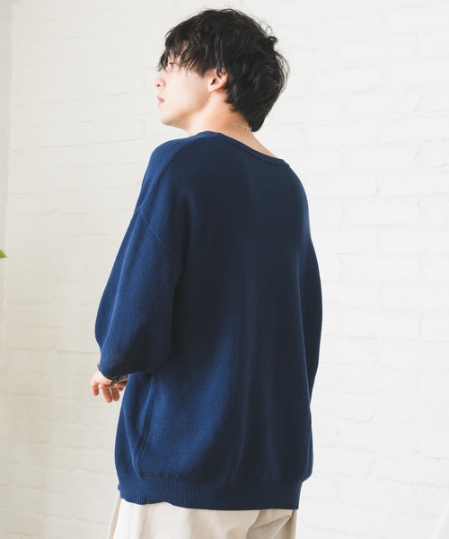 Alpinus(アルピナス)の「鹿の子編み ルーズサマーニットTシャツ(Tシャツ/カットソー・メンズ・グレイッシュベージュ/ブラウン/ネイビー/ブルー/グリーン/ブラック・SMALL/MEDIUM)」の14枚目の写真