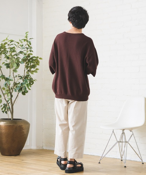 Alpinus(アルピナス)の「鹿の子編み ルーズサマーニットTシャツ(Tシャツ/カットソー・メンズ・グレイッシュベージュ/ブラウン/ネイビー/ブルー/グリーン/ブラック・SMALL/MEDIUM)」の20枚目の写真