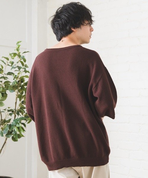 Alpinus(アルピナス)の「鹿の子編み ルーズサマーニットTシャツ(Tシャツ/カットソー・メンズ・グレイッシュベージュ/ブラウン/ネイビー/ブルー/グリーン/ブラック・SMALL/MEDIUM)」の10枚目の写真