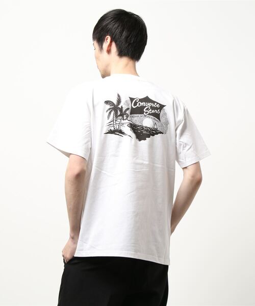 CONVERSE STARS(コンバーススターズ)の「スーベニア風ビーチイラストTシャツ(Tシャツ/カットソー・メンズ・ホワイト/ブラック・LARGE/MEDIUM)」の7枚目の写真