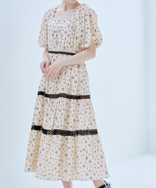 OLIVE des OLIVE（オリーブデオリーブ）の「ティアードワンピース（ワンピース・レディース・ライトグレー/ブラック×ホワイト/ホワイト系その他/ピンク系その他・FREE）」の2枚目の写真