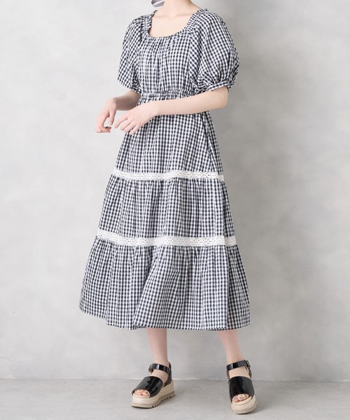 OLIVE des OLIVE（オリーブデオリーブ）の「ティアードワンピース（ワンピース・レディース・ライトグレー/ブラック×ホワイト/ホワイト系その他/ピンク系その他・FREE）」の8枚目の写真