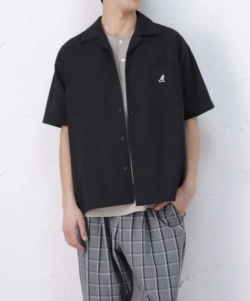 KANGOL（カンゴール）の「KANGOL カンゴール ワイドな身幅でゆったり着れる オープンカラーシャツ（シャツ/ブラウス・メンズ・ライトグレー/ブラック/グリーン・L/XL/M）」の3枚目の写真