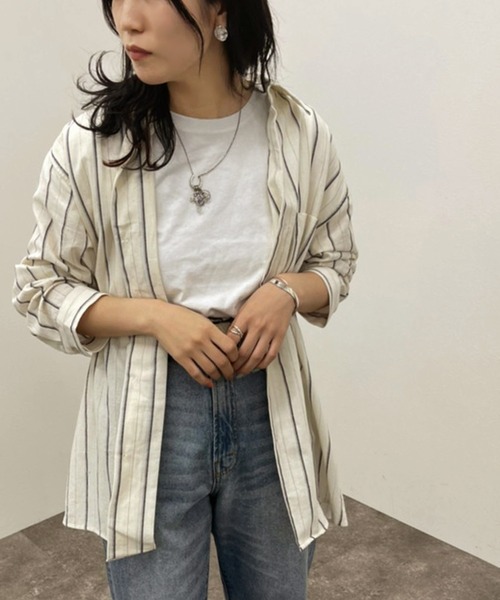 apres jour mignon(アプレジュールミニョン)の「アソートストライプシャツ 【ZOZOTOWN限定アイテム】(シャツ/ブラウス・レディース・ベージュ/アイボリー/ライトベージュ・X-LARGE/フリー)」の7枚目の写真