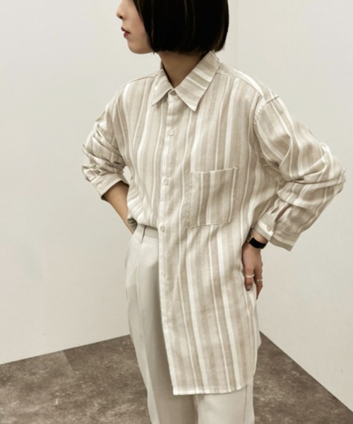 apres jour mignon(アプレジュールミニョン)の「アソートストライプシャツ 【ZOZOTOWN限定アイテム】(シャツ/ブラウス・レディース・ベージュ/アイボリー/ライトベージュ・X-LARGE/フリー)」の8枚目の写真