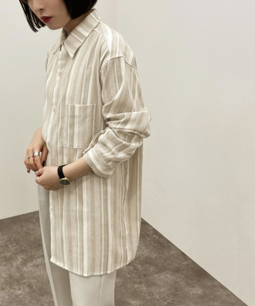 apres jour mignon(アプレジュールミニョン)の「アソートストライプシャツ 【ZOZOTOWN限定アイテム】(シャツ/ブラウス・レディース・ベージュ/アイボリー/ライトベージュ・X-LARGE/フリー)」の9枚目の写真