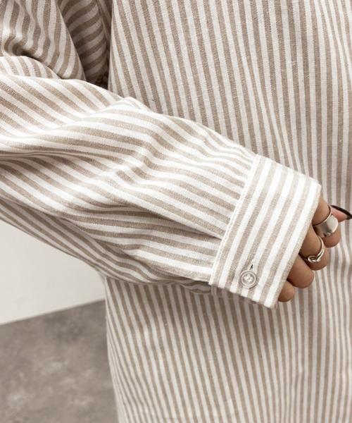 apres jour mignon(アプレジュールミニョン)の「アソートストライプシャツ 【ZOZOTOWN限定アイテム】(シャツ/ブラウス・レディース・ベージュ/アイボリー/ライトベージュ・X-LARGE/フリー)」の6枚目の写真