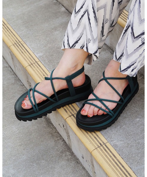 179/WG（イチナナキュウダブルジー）の「クロスコードサンダル（サンダル・レディース・ベージュ/グリーン/ブラック・LARGE/MEDIUM）」の3枚目の写真