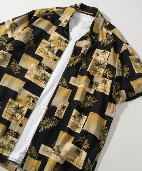 セール レーヨン総柄 オープンカラー 半袖シャツ アロハシャツ 開襟とろみシャツ シャツ ブラウス Make A Ray メイク ア レイ のファッション通販 Zozotown