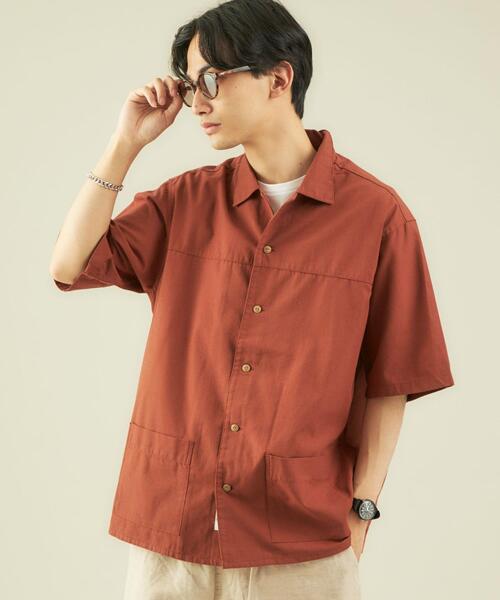 green label relaxing（グリーンレーベルリラクシング）の「OLT ★ [ GLR/ lab ] ブッチャー 半袖 シャツ（シャツ/ブラウス・メンズ・モカ/ライム/オレンジ系その他・MEDIUM/LARGE/X-LARGE/SMALL）」の3枚目の写真