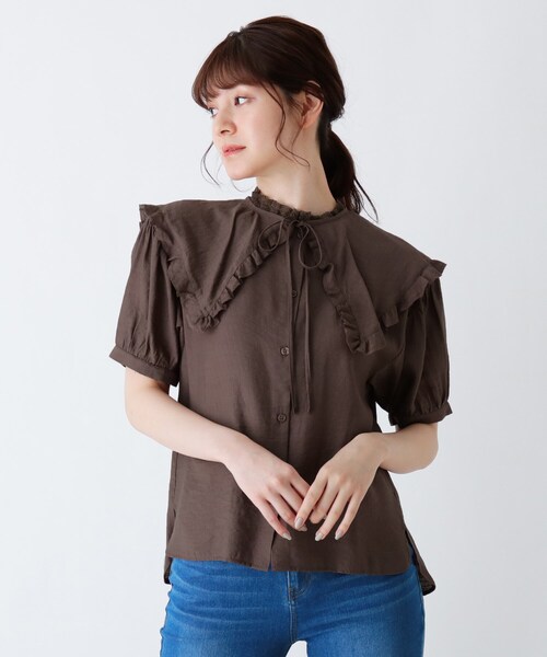 Cutie Blonde（キューティーブロンド）の「◆【S-L/2点セット】BIG襟付きブラウス（シャツ/ブラウス・レディース・ベージュ/オフホワイト/カーキ・01/02/03）」の3枚目の写真