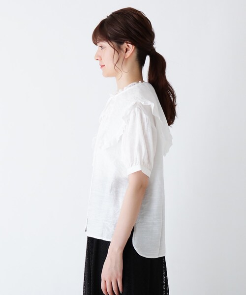 Cutie Blonde（キューティーブロンド）の「◆【S-L/2点セット】BIG襟付きブラウス（シャツ/ブラウス・レディース・ベージュ/オフホワイト/カーキ・01/02/03）」の7枚目の写真