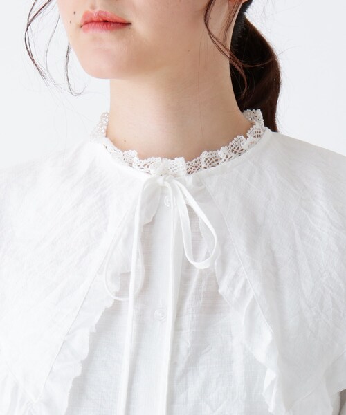 Cutie Blonde（キューティーブロンド）の「◆【S-L/2点セット】BIG襟付きブラウス（シャツ/ブラウス・レディース・ベージュ/オフホワイト/カーキ・01/02/03）」の5枚目の写真