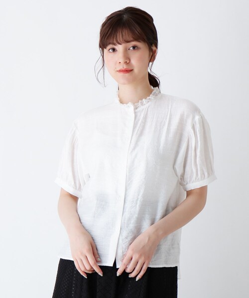 Cutie Blonde（キューティーブロンド）の「◆【S-L/2点セット】BIG襟付きブラウス（シャツ/ブラウス・レディース・ベージュ/オフホワイト/カーキ・01/02/03）」の15枚目の写真