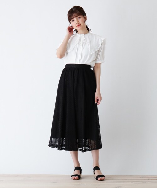 Cutie Blonde（キューティーブロンド）の「◆【S-L/2点セット】BIG襟付きブラウス（シャツ/ブラウス・レディース・ベージュ/オフホワイト/カーキ・01/02/03）」の16枚目の写真