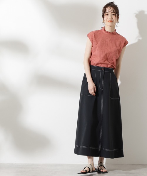 N.（N. Natural Beauty Basic）（エヌエヌナチュラルビューティーベーシック）の「◆コットンレースノースリーブブラウス（シャツ/ブラウス・レディース・ブラック/オフホワイト/オレンジ・MEDIUM）」の9枚目の写真