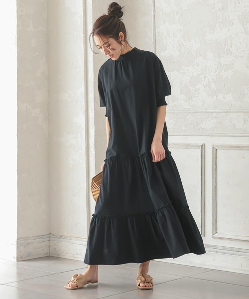 KOBE LETTUCE（コウベレタス）の「バックオープンティアードワンピース（ワンピース・レディース・ブラック/グリーン/グレイッシュベージュ/ホワイト系その他・FREE）」の7枚目の写真