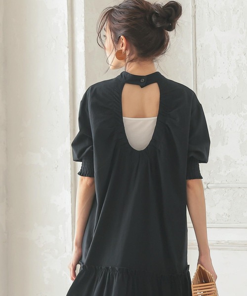 KOBE LETTUCE（コウベレタス）の「バックオープンティアードワンピース（ワンピース・レディース・ブラック/グリーン/グレイッシュベージュ/ホワイト系その他・FREE）」の8枚目の写真