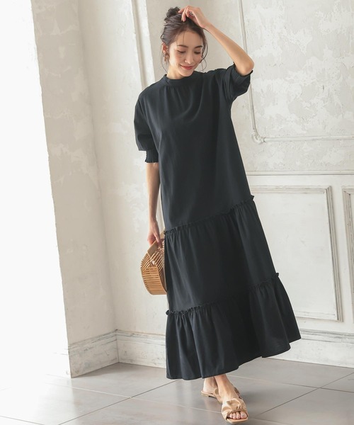 KOBE LETTUCE（コウベレタス）の「バックオープンティアードワンピース（ワンピース・レディース・ブラック/グリーン/グレイッシュベージュ/ホワイト系その他・FREE）」の9枚目の写真