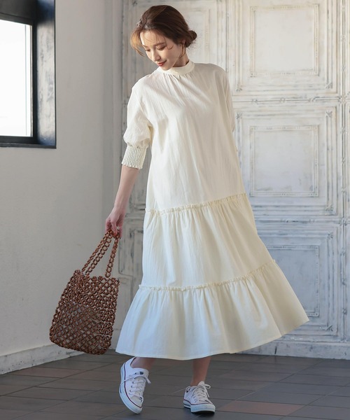 KOBE LETTUCE（コウベレタス）の「バックオープンティアードワンピース（ワンピース・レディース・ブラック/グリーン/グレイッシュベージュ/ホワイト系その他・FREE）」の11枚目の写真