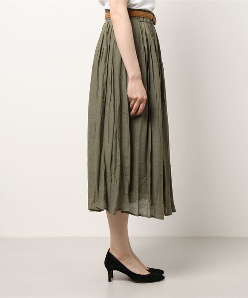 NICOLE white(ニコルホワイト)の「ベルト付きギャザースカート(スカート・レディース・ネイビー/カーキ/オレンジ・FREE)」の7枚目の写真