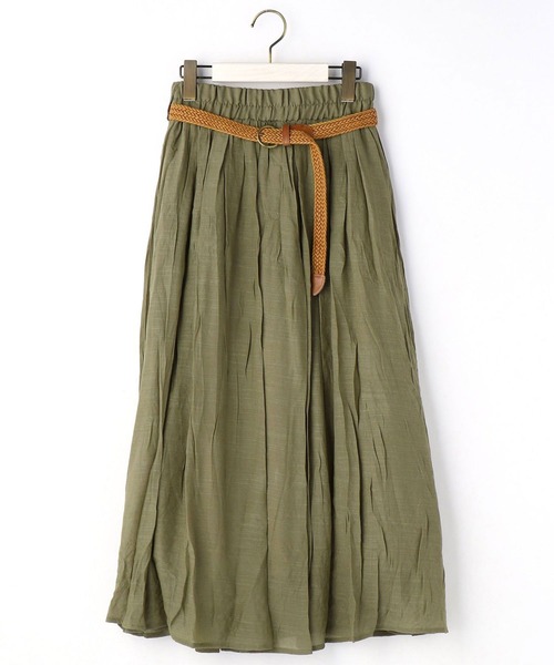 NICOLE white(ニコルホワイト)の「ベルト付きギャザースカート(スカート・レディース・ネイビー/カーキ/オレンジ・FREE)」の10枚目の写真