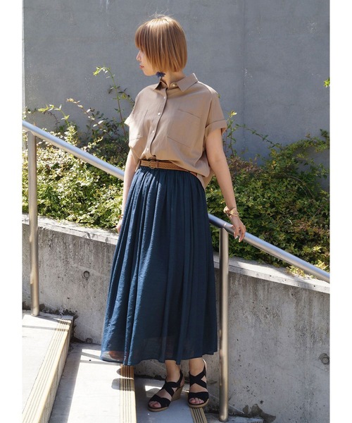 NICOLE white(ニコルホワイト)の「ベルト付きギャザースカート(スカート・レディース・ネイビー/カーキ/オレンジ・FREE)」の17枚目の写真