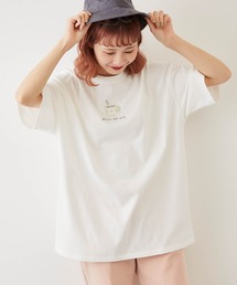 timecapsule | 【timecapsule】「レトロなデイジー」ティータイム刺繍半袖ビッグTシャツ(Tシャツ/カットソー)