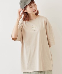 【timecapsule】「レトロなデイジー」ティータイム刺繍半袖ビッグTシャツ