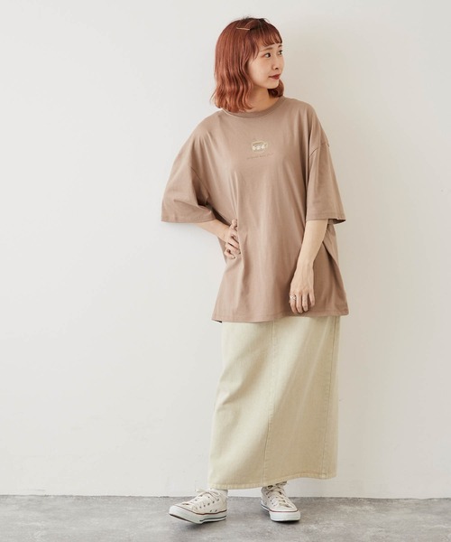 timecapsule（タイムカプセル）の「【timecapsule】「レトロなデイジー」ティータイム刺繍半袖ビッグTシャツ（Tシャツ/カットソー・レディース・ホワイト/ミント/モカ/ライトベージュ・FREE）」の12枚目の写真