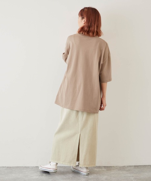 timecapsule（タイムカプセル）の「【timecapsule】「レトロなデイジー」ティータイム刺繍半袖ビッグTシャツ（Tシャツ/カットソー・レディース・ホワイト/ミント/モカ/ライトベージュ・FREE）」の9枚目の写真