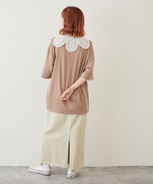 timecapsule（タイムカプセル）の「【timecapsule】「レトロなデイジー」ティータイム刺繍半袖ビッグTシャツ（Tシャツ/カットソー・レディース・ホワイト/ミント/モカ/ライトベージュ・FREE）」の20枚目の写真