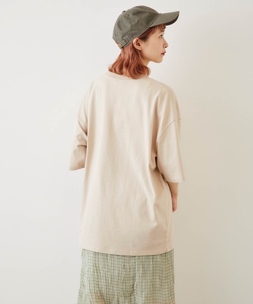 timecapsule（タイムカプセル）の「【timecapsule】「レトロなデイジー」ティータイム刺繍半袖ビッグTシャツ（Tシャツ/カットソー・レディース・ホワイト/ミント/モカ/ライトベージュ・FREE）」の6枚目の写真