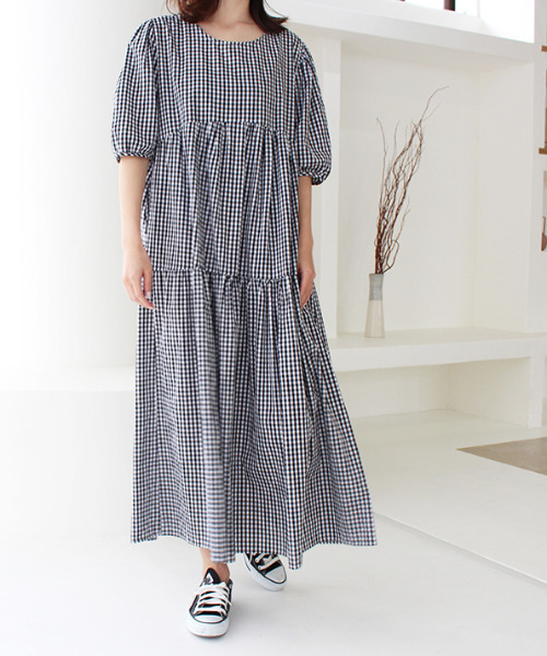 MODE ROBE（モードローブ）の「ギンガムチェックロングワンピース（ワンピース・レディース・チェック・FREE）」の9枚目の写真