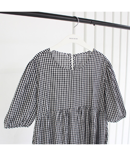 MODE ROBE（モードローブ）の「ギンガムチェックロングワンピース（ワンピース・レディース・チェック・FREE）」の12枚目の写真