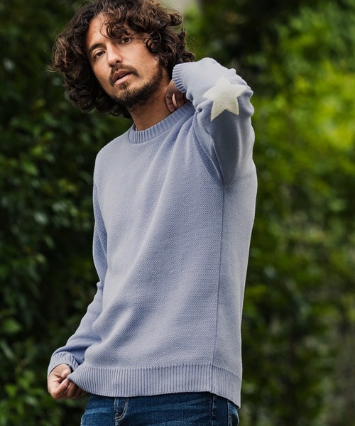 CAMBIO（カンビオ）の「mn2363-肘星C-Nセーター（ニット/セーター・メンズ・カーキ/ダークグレー/ピンク/ブラック/ブルー/イエロー系その他・L/S/M）」の4枚目の写真