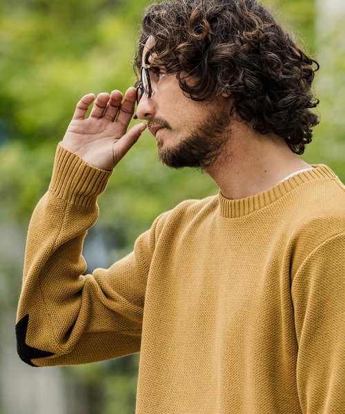 CAMBIO（カンビオ）の「mn2363-肘星C-Nセーター（ニット/セーター・メンズ・カーキ/ダークグレー/ピンク/ブラック/ブルー/イエロー系その他・L/S/M）」の18枚目の写真