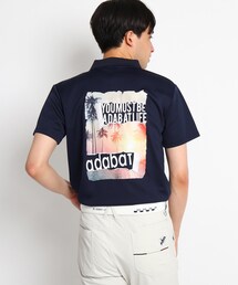 ◆【バックプリント】グラフィックプリント 半袖ポロシャツ