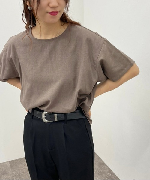 apres jour mignon(アプレジュールミニョン)の「リネン混トップス【ZOZOTOWN限定アイテム】(シャツ/ブラウス・レディース・チャコールグレー/ピンクベージュ・フリー/X-LARGE)」の2枚目の写真