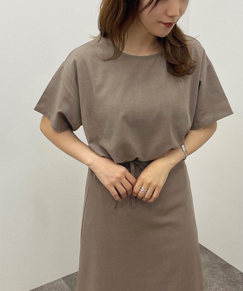 apres jour mignon(アプレジュールミニョン)の「リネン混トップス【ZOZOTOWN限定アイテム】(シャツ/ブラウス・レディース・チャコールグレー/ピンクベージュ・フリー/X-LARGE)」の12枚目の写真