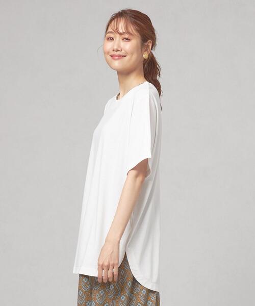 closet story(クローゼットストーリー)の「<closet story> サイドスリット オーバー カットソー(Tシャツ/カットソー・レディース・ホワイト/ピンク/ライム/モカ・FREE)」の2枚目の写真