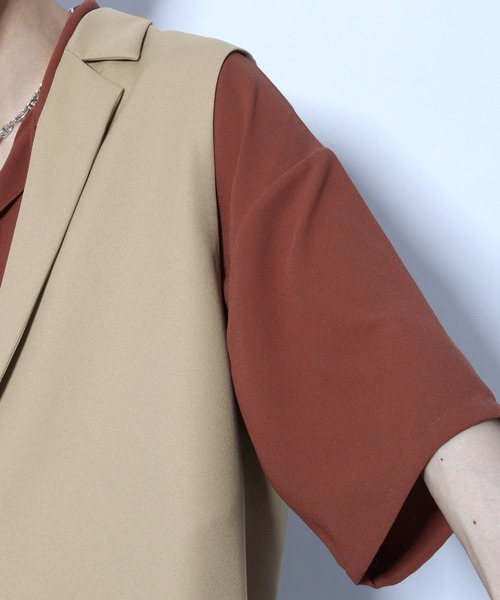 HARE(ハレ)の「ロングジレ(HARE)(ベスト・メンズ・ブラック/ベージュ・FREE)」の14枚目の写真