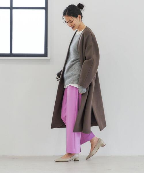 green label relaxing（グリーンレーベルリラクシング）の「EX FINE リッタイ スリーブ ノーラペル コート（ノーカラーコート・レディース・ネイビー/オフホワイト/ライム/モカ・40/38/42/36/34）」の13枚目の写真